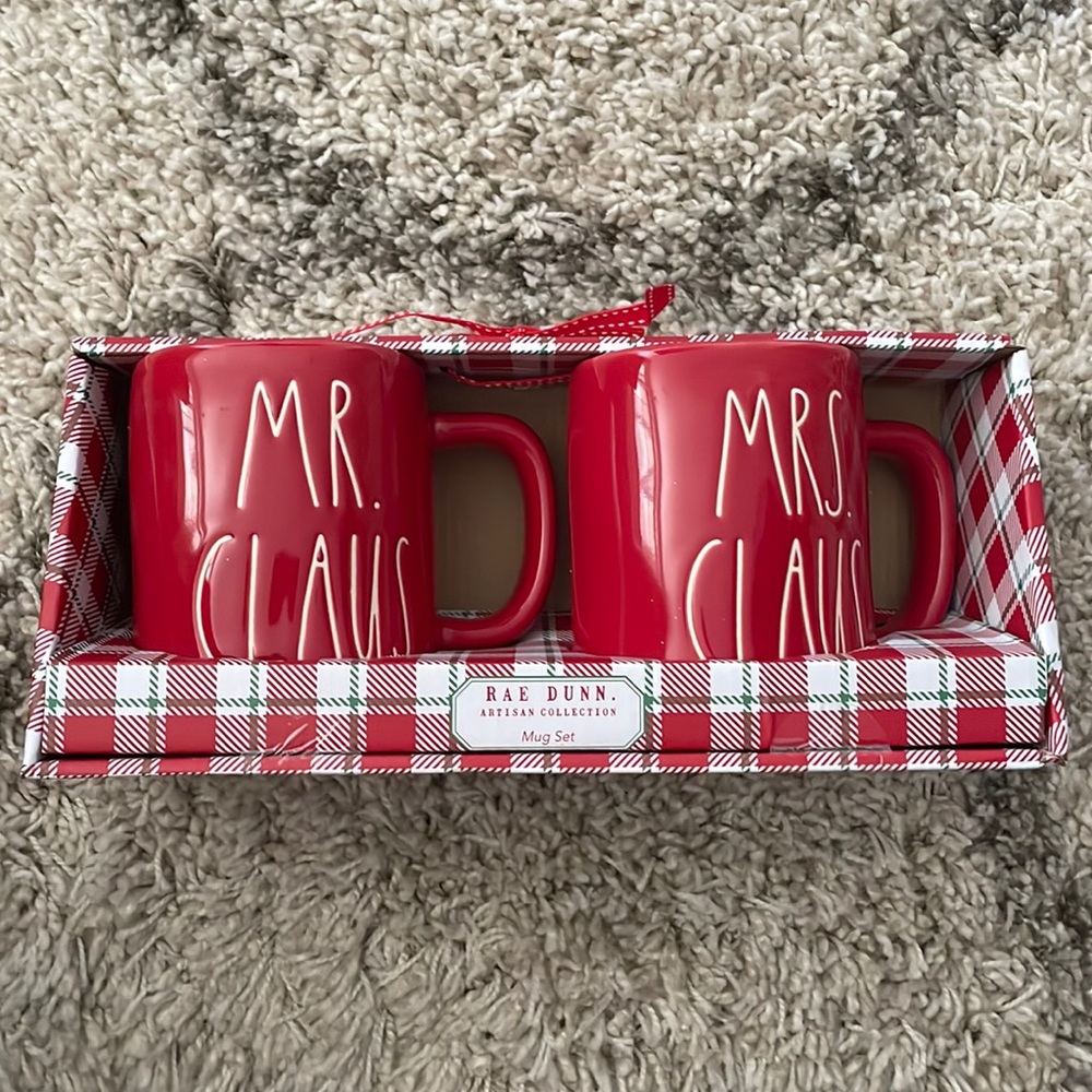 Rae Dunn Mr Mrs Claus Mug Set of 2 19.5 oz NEW Holiday Christmas Santa Cup